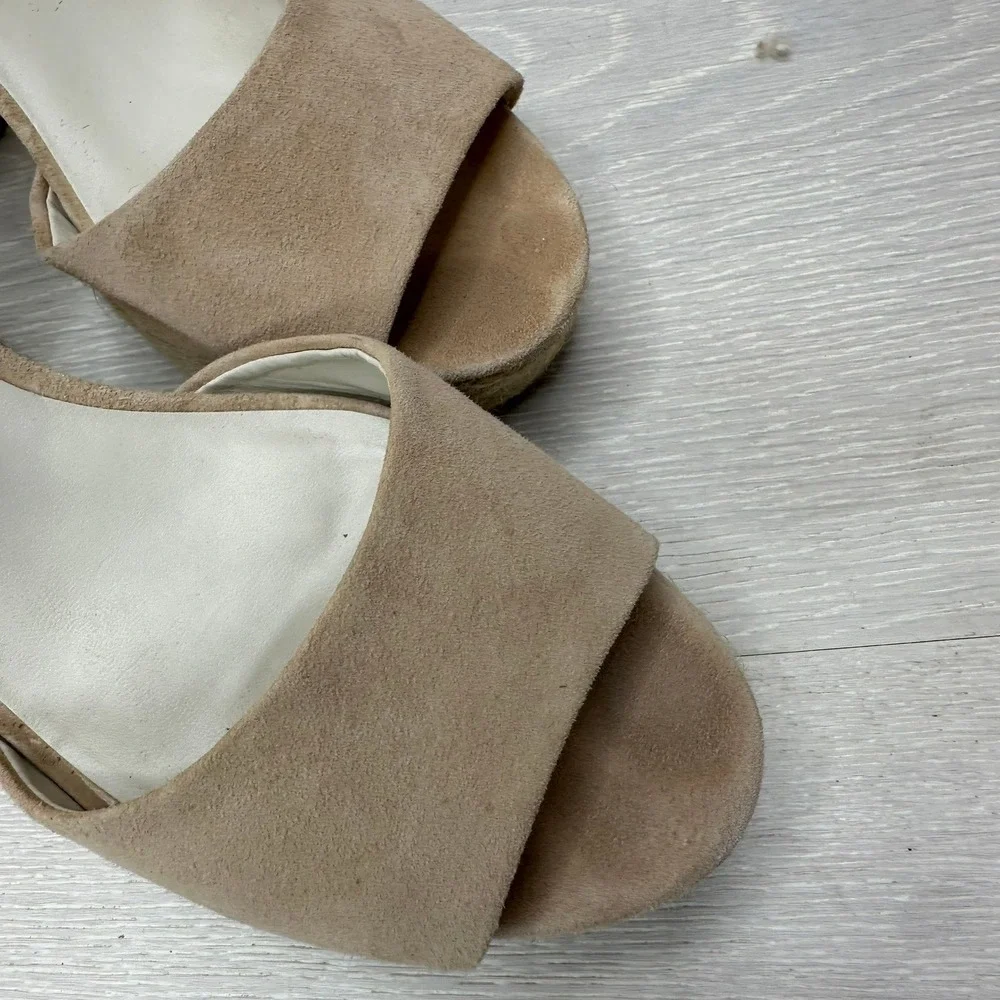 Kenneth Cole Pheonix Platform‎ Espadrille Sandals Womens 8.5M Tan Suede Wedge